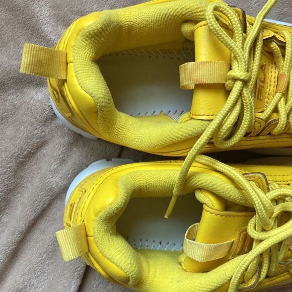FILA DISRUPTOR II Script Athletic Shoes Yellow Women's Size 4 - Picture 8 of 10